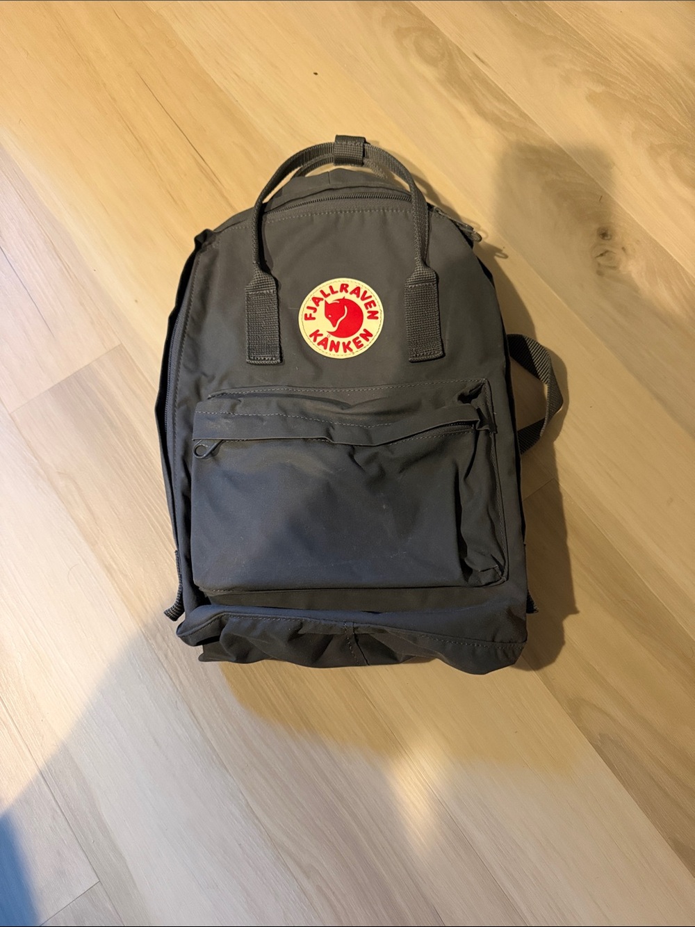 Fjallraven Kanken Backpack - Gray with Red Logo